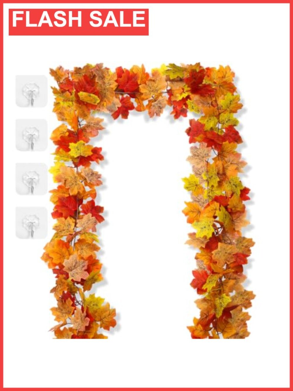 2Pcs 13FT Artificial Fall Leaves Garland Thanksgiving Decor